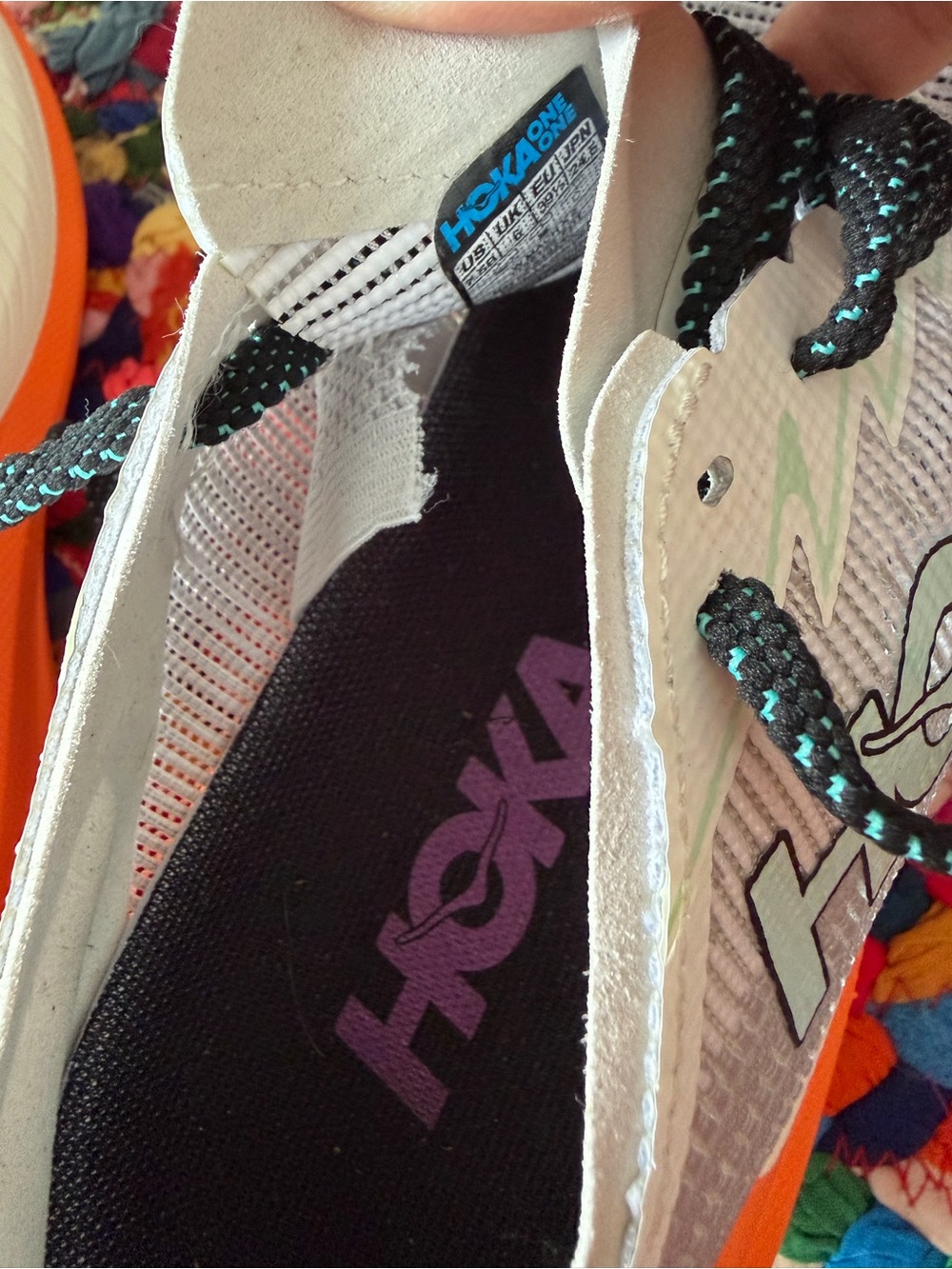Hoka Mach x2
Women's Light Gray Running Shoes with Orange & Mint Accents - Picture 7 of 8